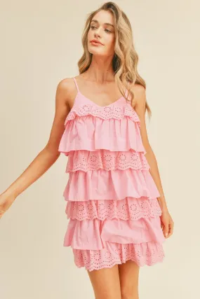 Pink Tiered Layer Mini Dress