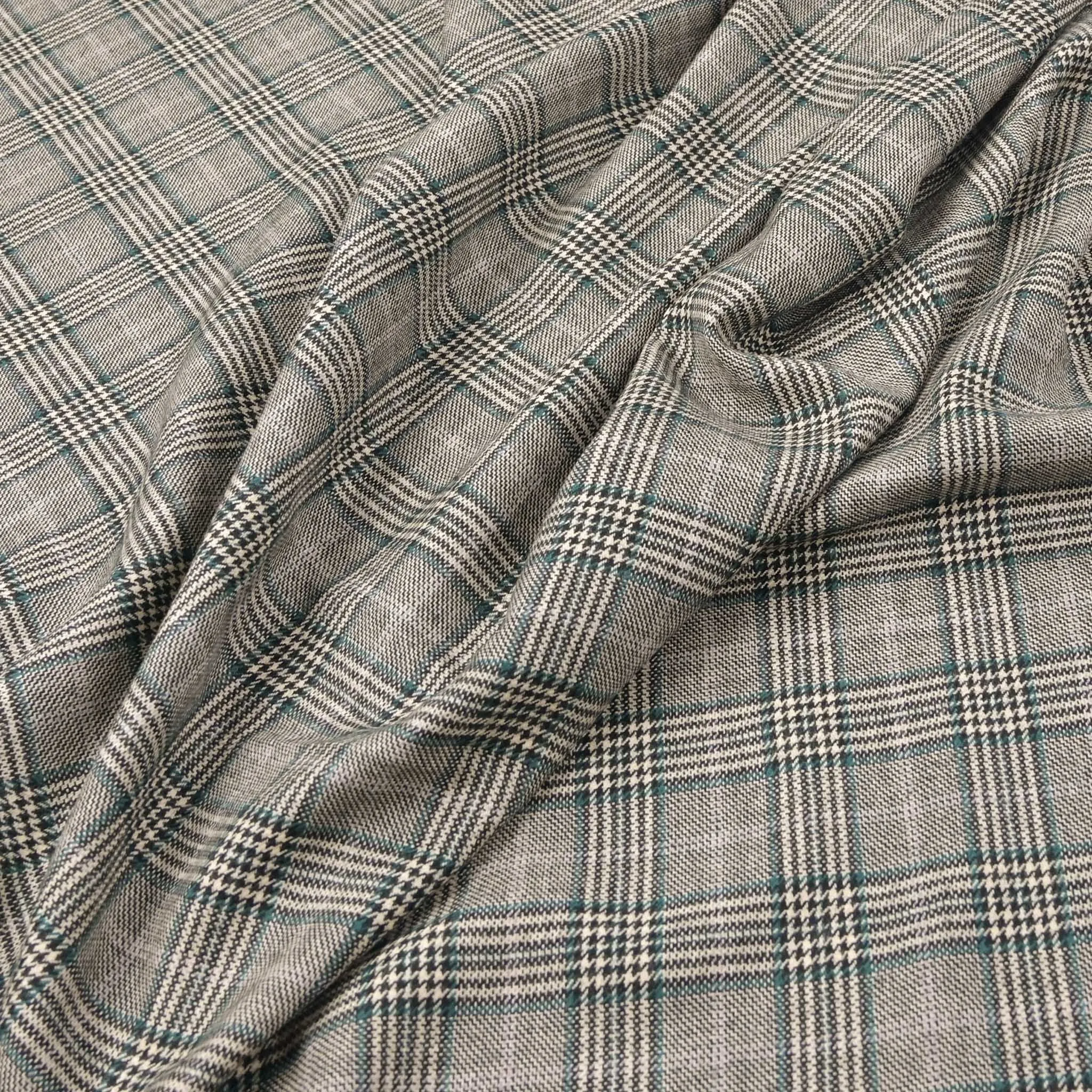 Plaid Virgin Wool Suiting Fabric 97429