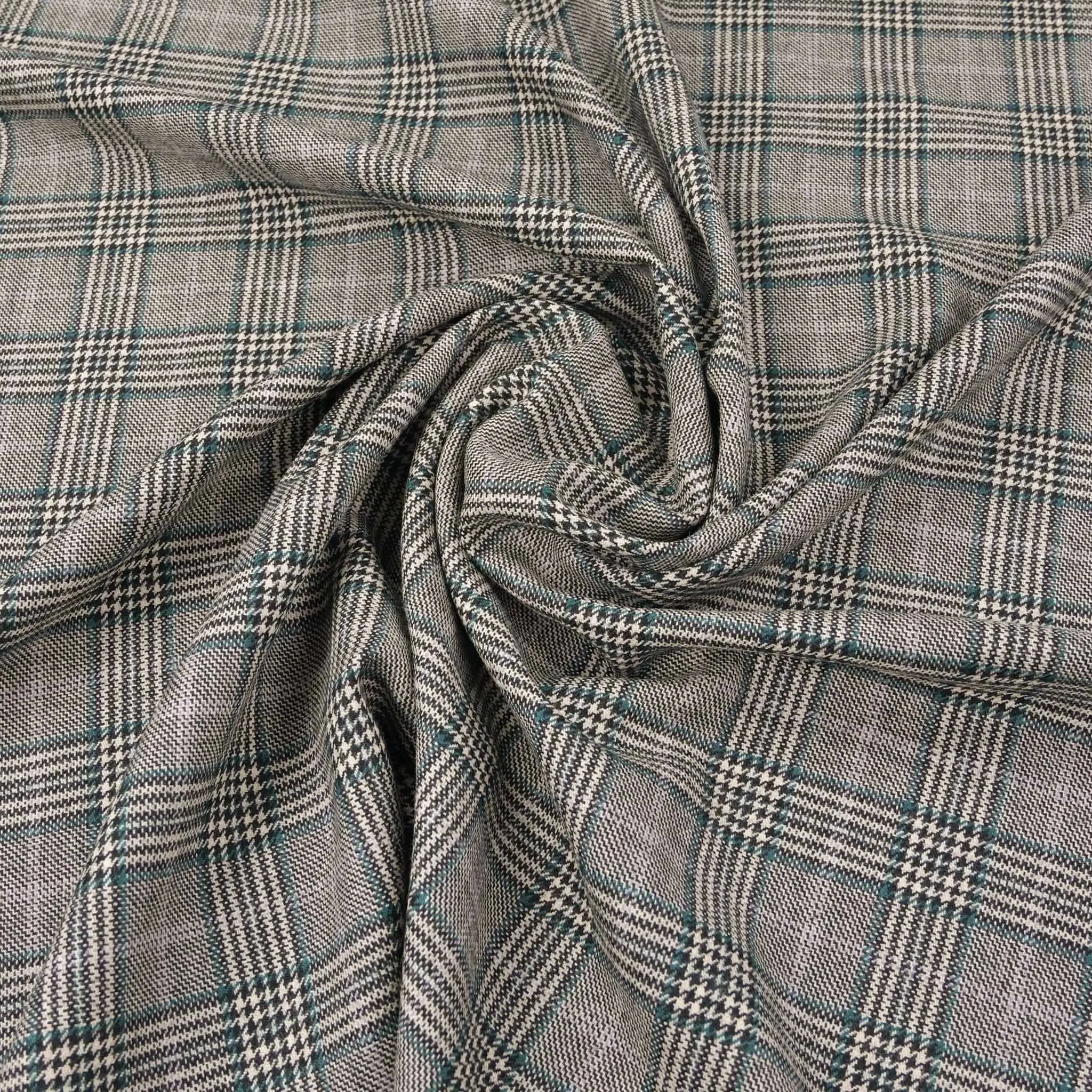 Plaid Virgin Wool Suiting Fabric 97429