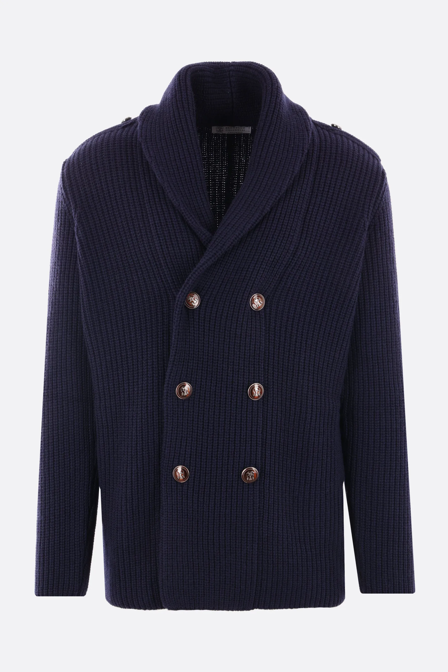 Ribbed Double-Breasted Wool-Cashmere-Silk Cardigan