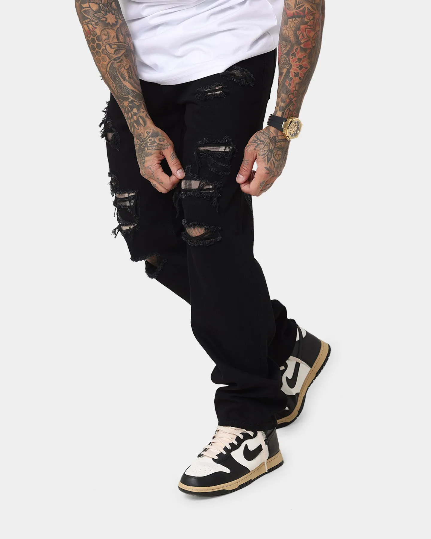 Saint Morta Prima Baggy Distressed Jeans Black/Stone