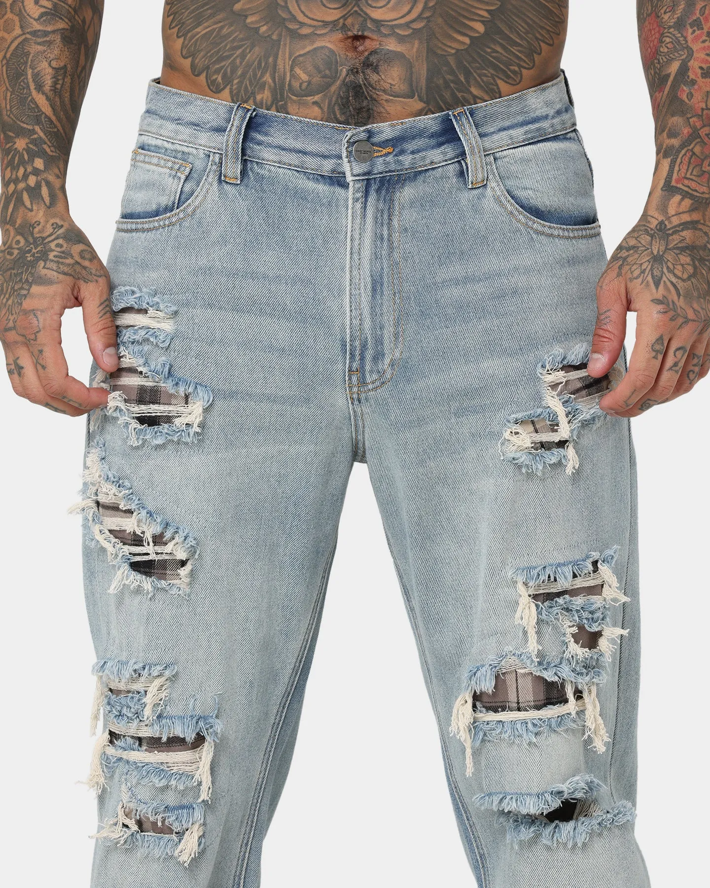 Saint Morta Prima Baggy Distressed Jeans Blue