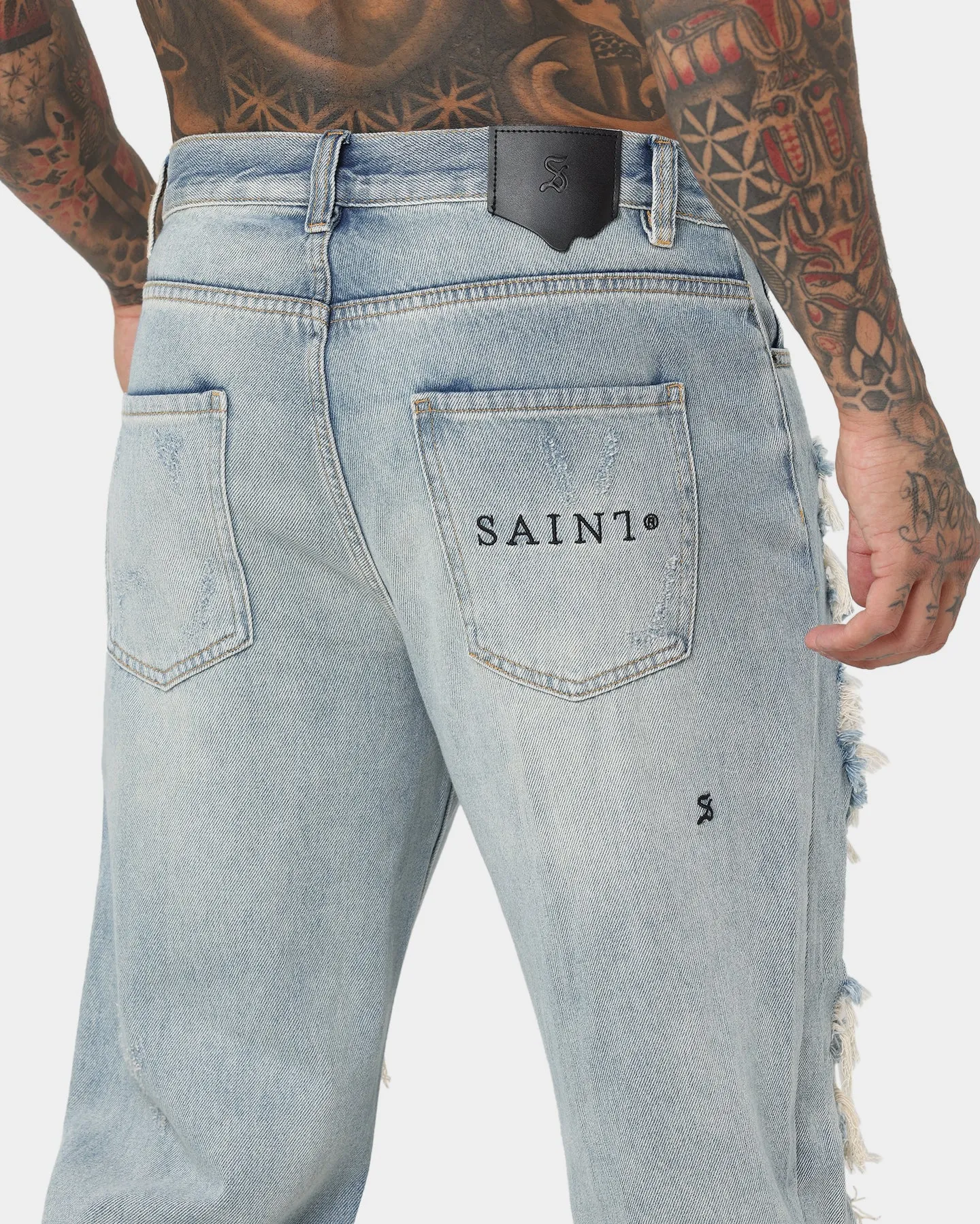 Saint Morta Prima Baggy Distressed Jeans Blue