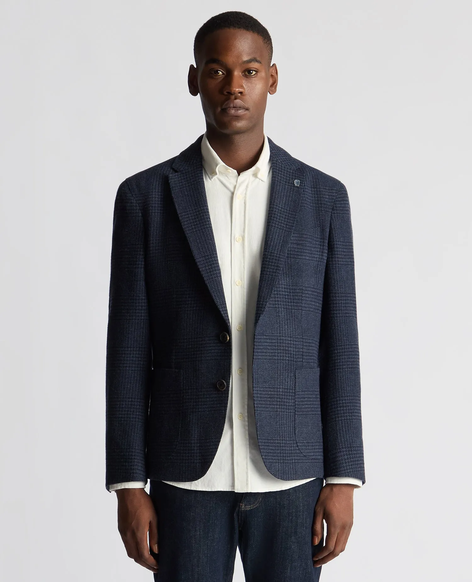 Slim Fit Checked Wool Jacket