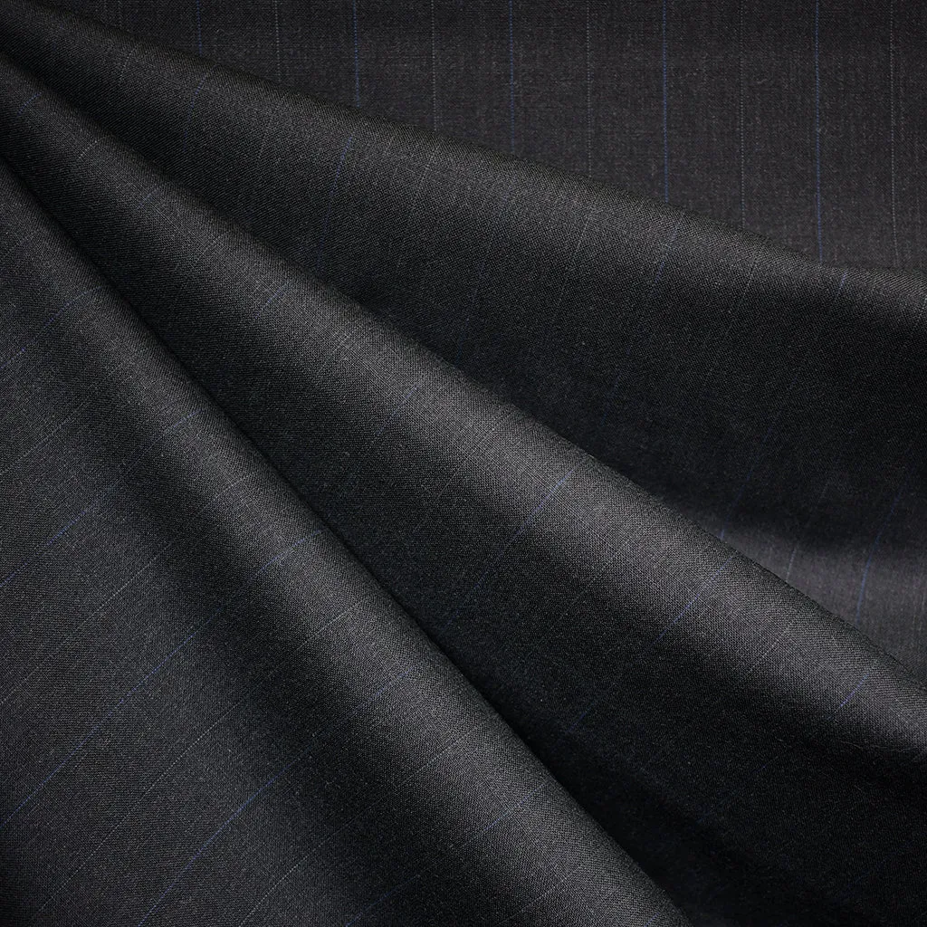 Subtle Pin Stripe Fine Wool Suiting Charcoal/Blue