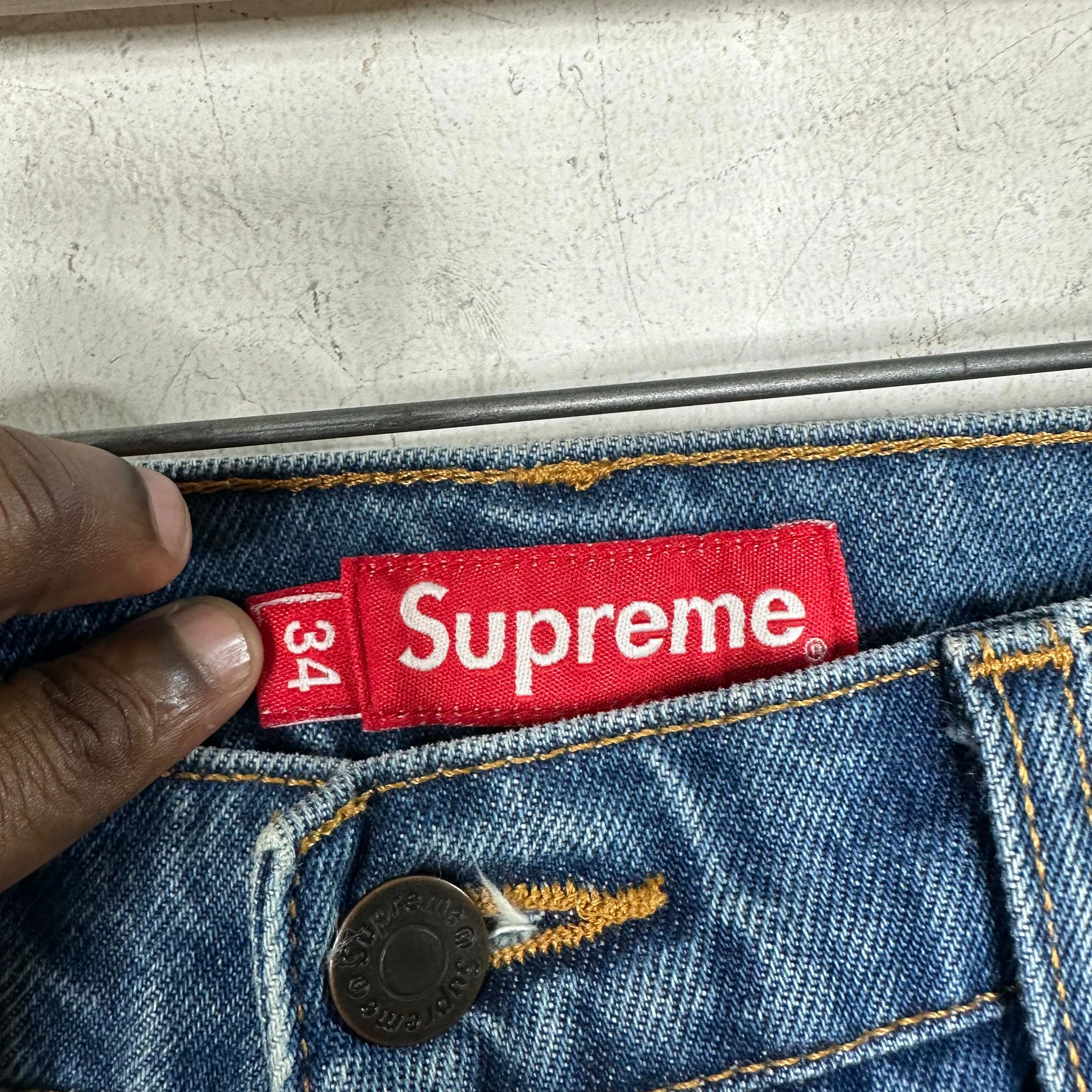 Supreme Baggy Stone Wash Denim Pants