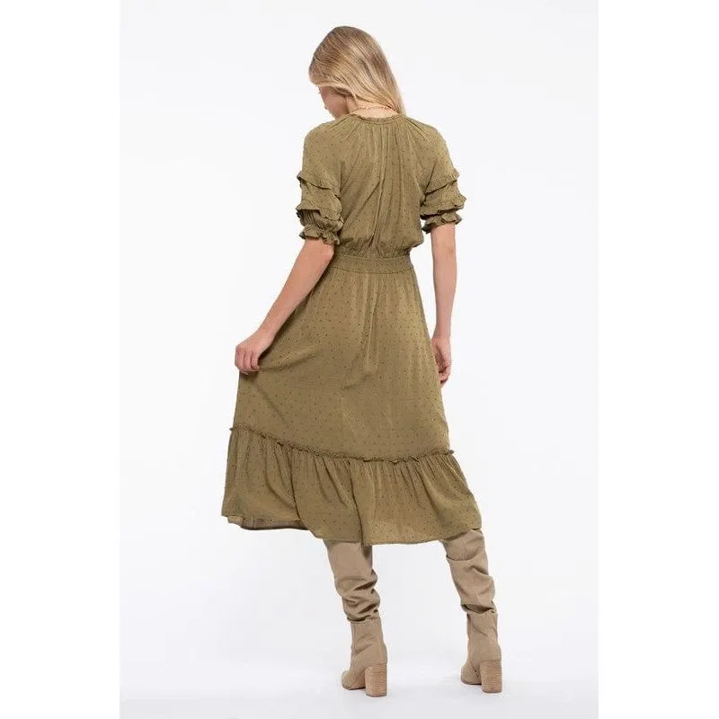 Tiered Hem Midi Dress