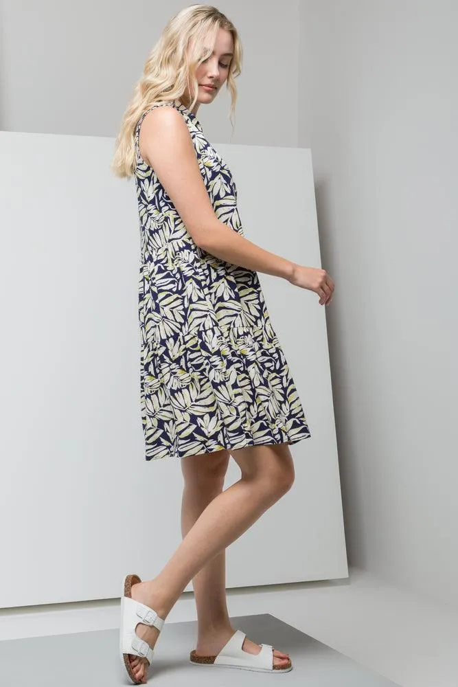 Tiered Sleeveless Dress Navy