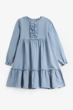 Tocoto Vintage Ruffles Girls Dress - Blue