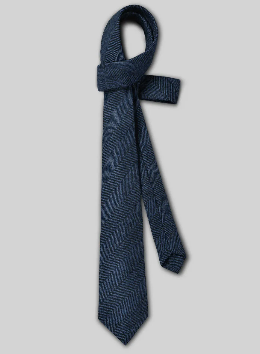 Tweed Tie - Naples Wide Herringbone Royal Blue