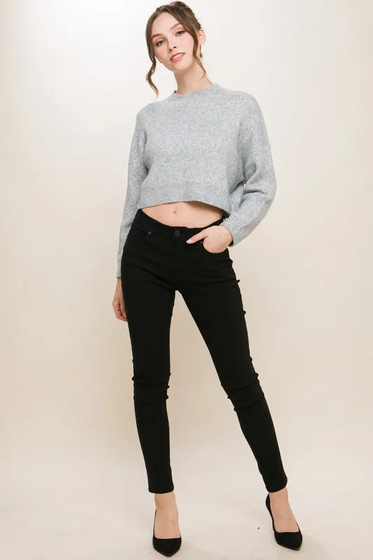 Wool Blend Cropped Sweater Top