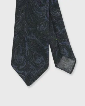 Wool Tie in Blue/Purple/Hunter Paisley