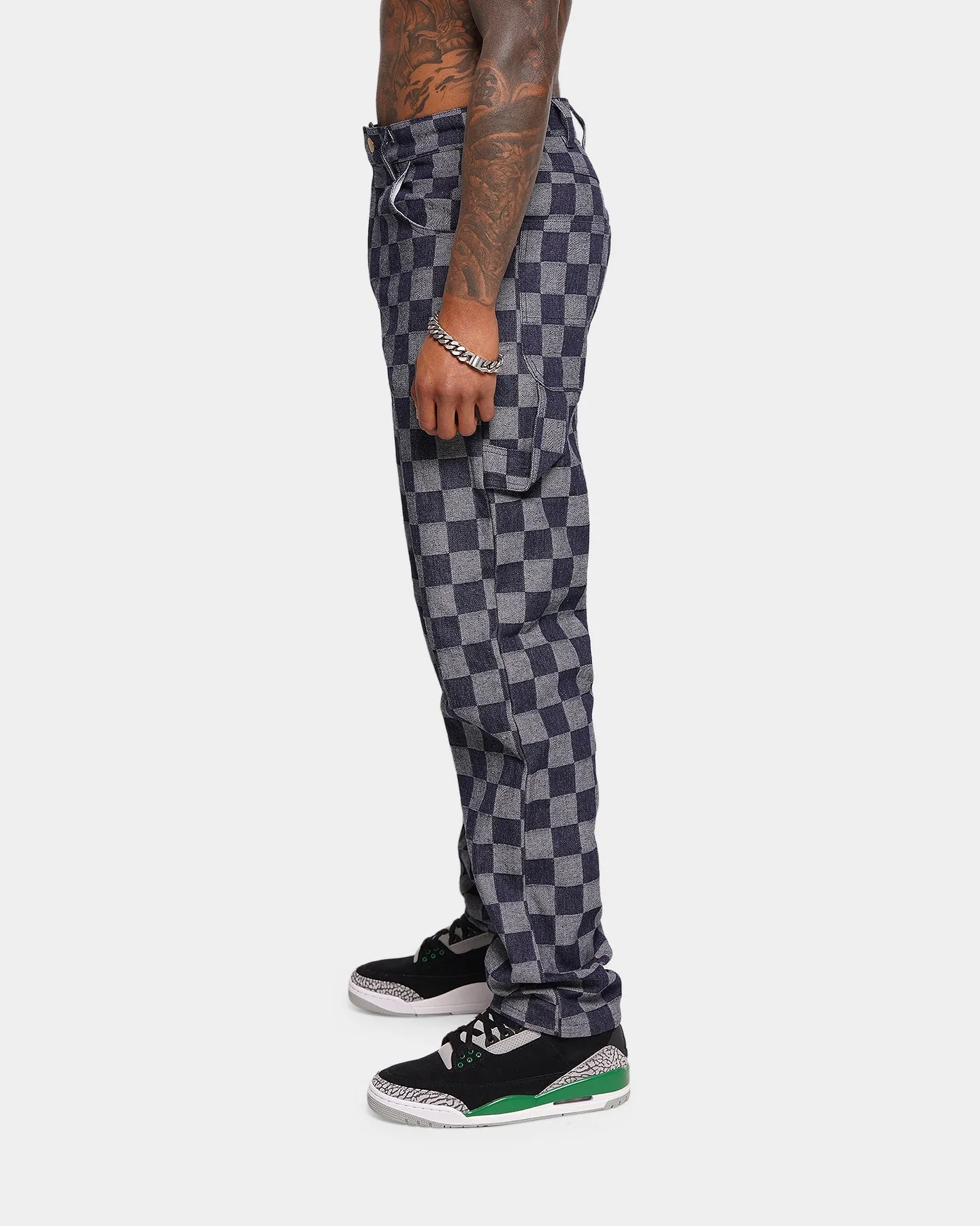 XXIII Checker Board Denim Jeans Blue